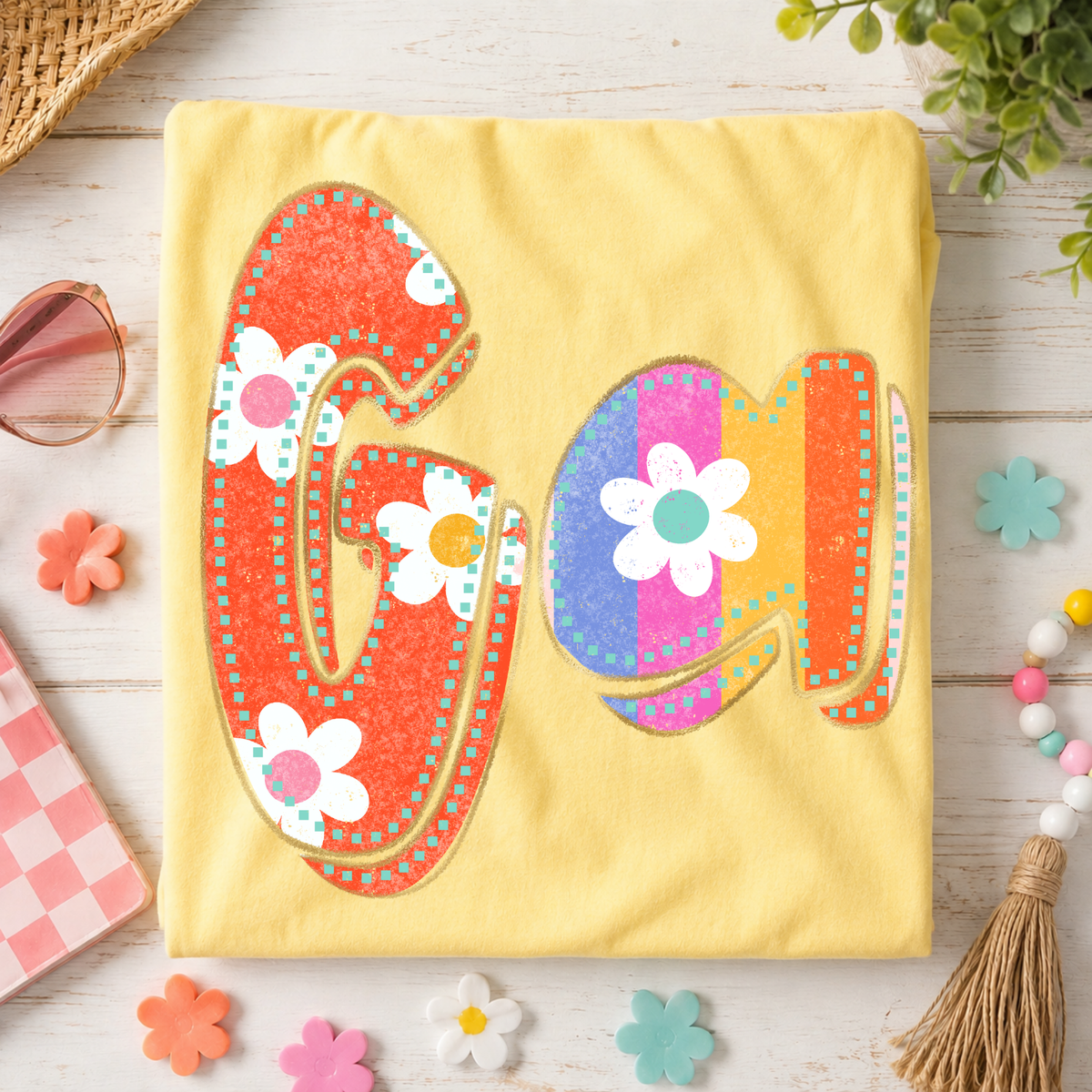 GA Georgia Flower Power Distressed Doodle Digital Design, PNG