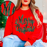 Merry Christmas Green Plaid & Glitter Digital Download, PNG