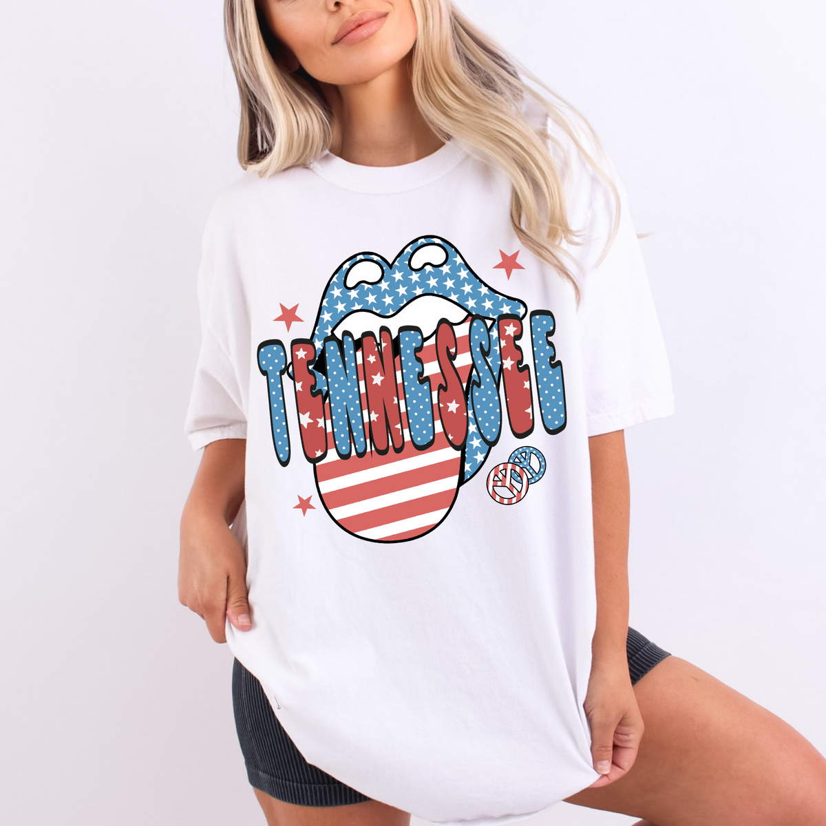Tennessee Patriotic Lips & Tongue Digital Design, PNG
