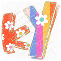 KY Kentucky Flower Power Distressed Doodle Digital Design, PNG