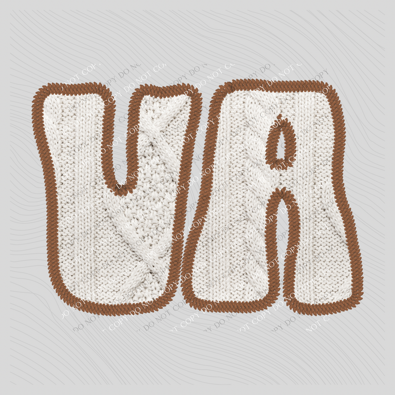 Virginia VA Sweater Patch in Cream & Brown Digital Design, PNG
