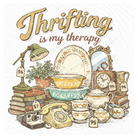 Thrifting is my Therapy Distressed Digital Design, PNG