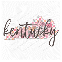 Kentucky Checkered Floral in Summery Colors Digital Design, PNG