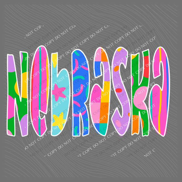 Nebraska Color Pop Doodle Digital Design, PNG