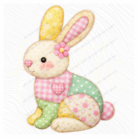 Bunny Spring Tones Quilted Faux Patch Digital Design, PNG