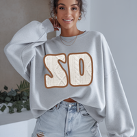 South Dakota SD Sweater Patch in Cream & Brown Digital Design, PNG