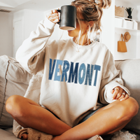 Vermont Denim Patch Stitched Digital Design, PNG