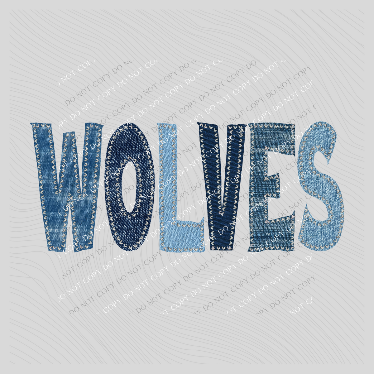 Wolves Denim Patch Stitched Digital Design, PNG