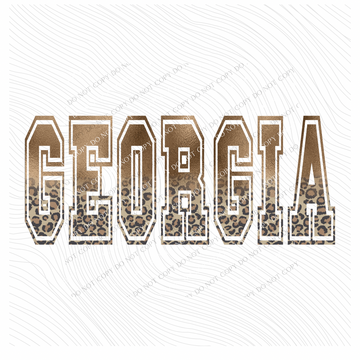 Georgia Ombre Gold Foil and Leopard Varsity Digital Design, PNG