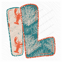 IL Illinois  Lobster Coral Reef Polka Dot Outline Digital Design, PNG