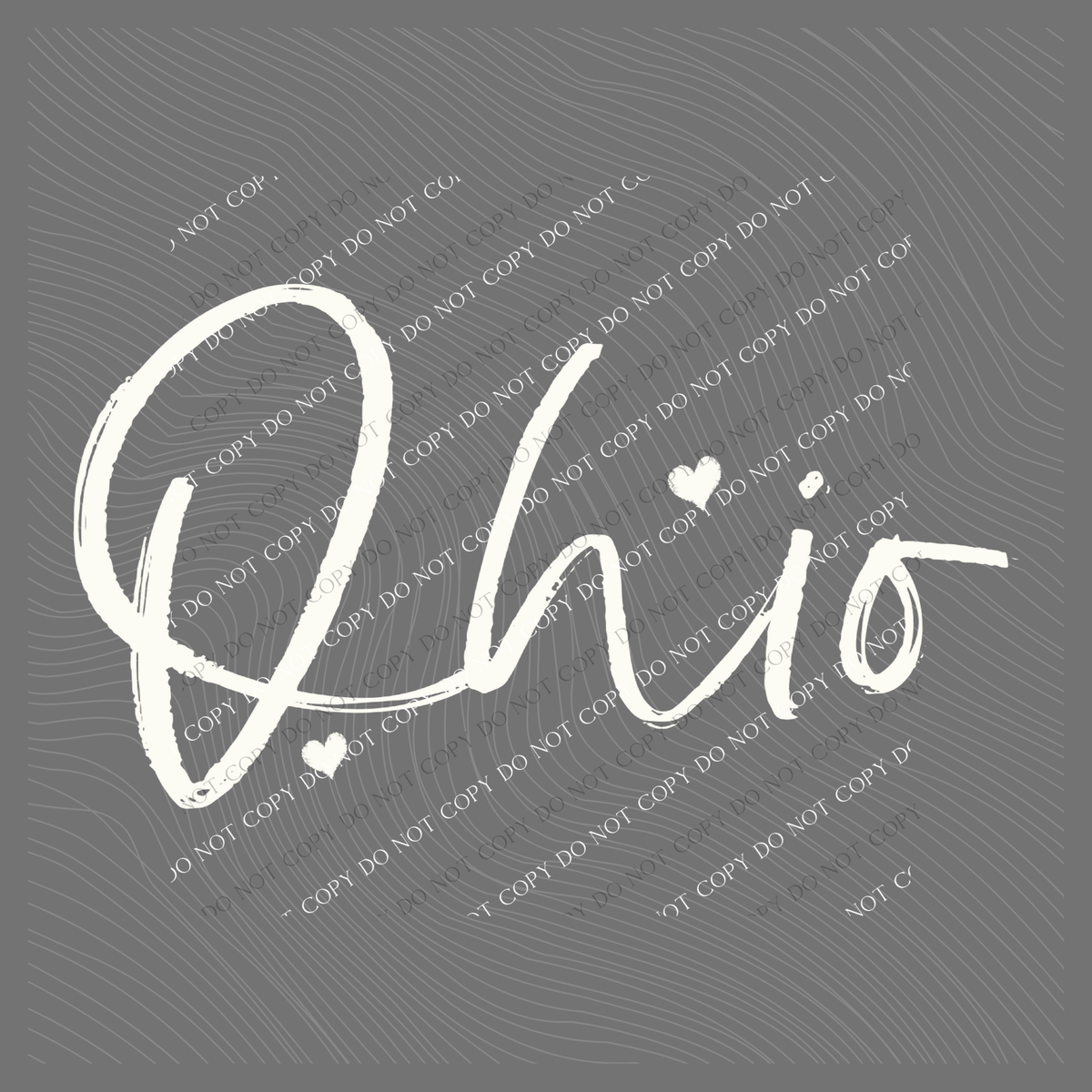 Ohio Sketched Script Hearts in Off-white Digital Design, PNG