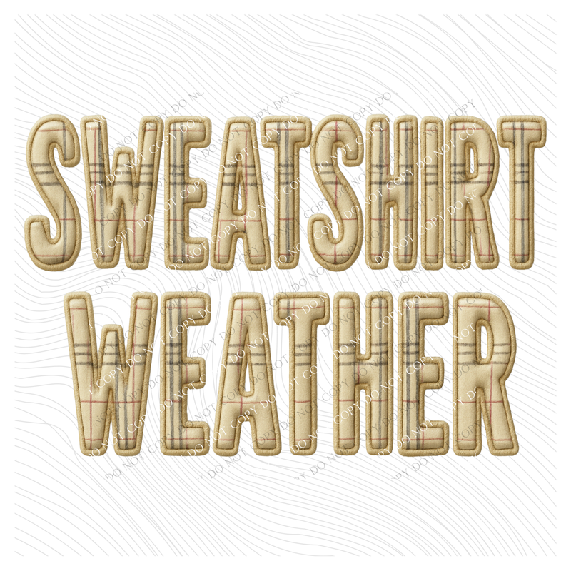 Sweatshirt Weather Plaid 3D Faux Fabric Patch Digital Design, PNG