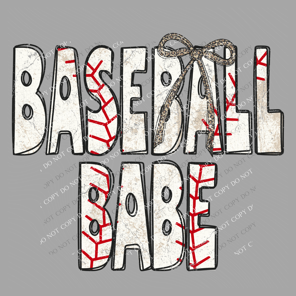 Baseball Babe Baseball Stitch Leopard Bow Doodle Distressed Digital Design, PNG