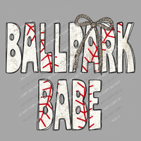 Ballpark Babe Baseball Stitch Leopard Bow Doodle Distressed Digital Design, PNG