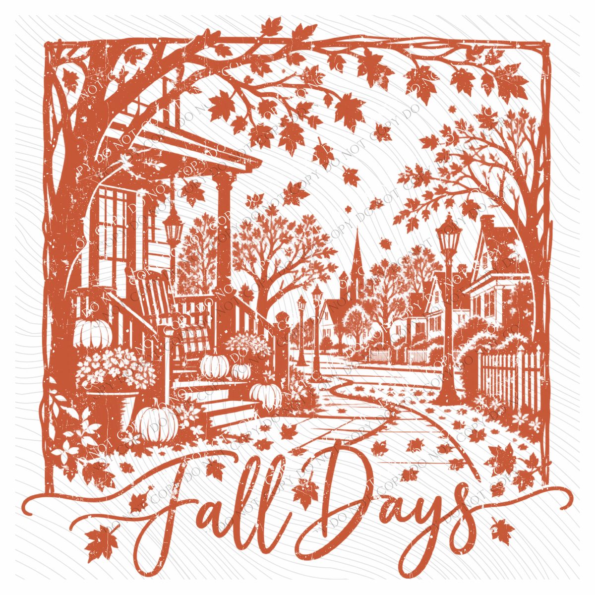 Fall Days Silhouette in Orange Digital Design, PNG