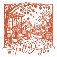 Fall Days Silhouette in Orange Digital Design, PNG