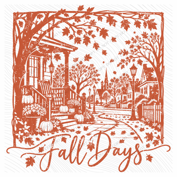 Fall Days Silhouette in Orange Digital Design, PNG