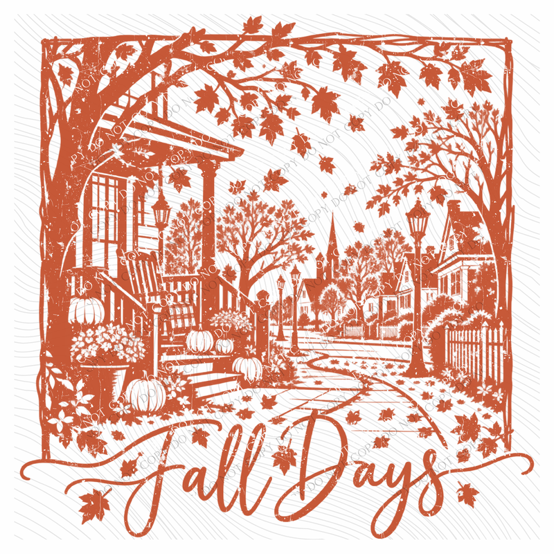 Fall Days Silhouette in Orange Digital Design, PNG