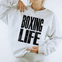 Boxing Life Faded Distressed Black Digital Design, PNG