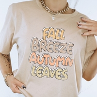 Fall Breeze Autumn Leaves Fun Distressed Shadow in Pastel Fall Tones Digital Design, PNG