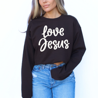 Love Jesus Script in Off-white Digital Design, PNG