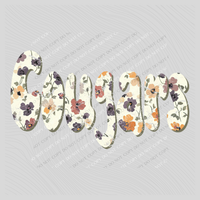 Cougars Floral Retro Shadow Distressed Digital Design, PNG