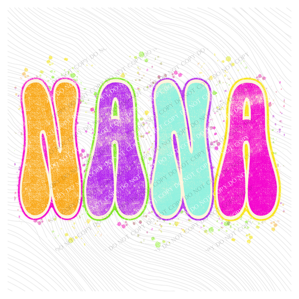 Nana Neon Chalky Splatter Digital Design, PNG