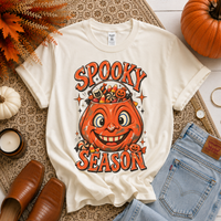 Spooky Season Vintage Pumpkin Bucket w/ Candy Sketch Digital Design, PNG