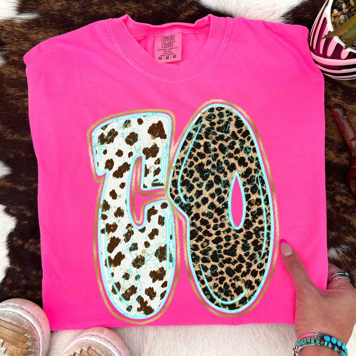 CO Colorado Turquoise Glow Gold Foil Western Leopard & Cow Print Digital Design, PNG Only