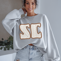 South Carolina SC Sweater Patch in Cream & Brown Digital Design, PNG