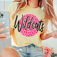 Wildcats Pink Leopard Glitter Circle Cutout Digital Design, PNG