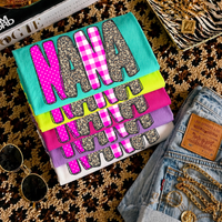 Nana Leopard Glitter, Gingham & Dot in Bright Pink Digital Design, PNG