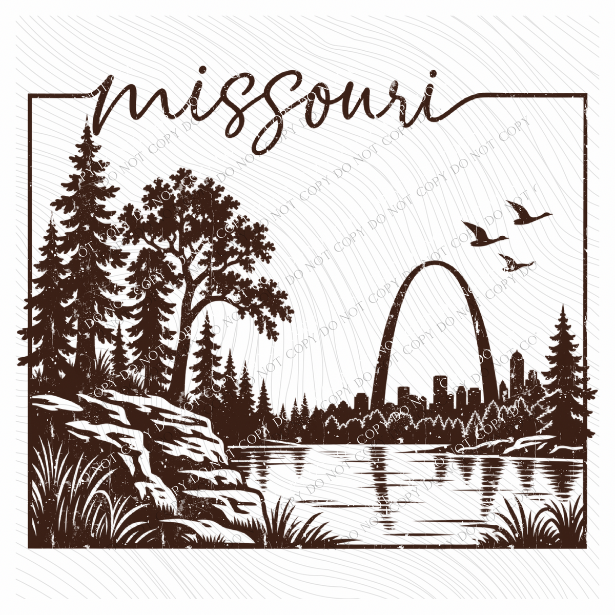States Nature Scenery Silhouette (includes both brown & cream with purchase) Digital Design, PNG