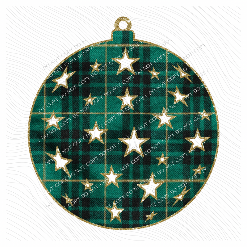 Ornament Green Plaid & Glitter Digital Download, PNG