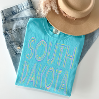 South Dakota Retro Lines Distressed in Fun Pastel Colors Digital Design, PNG