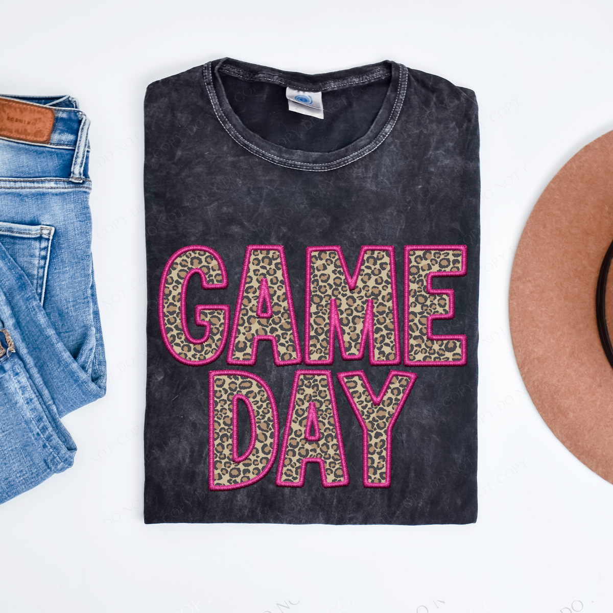 Game Day Leopard Embroidery Pink and Leopard Digital Design, PNG