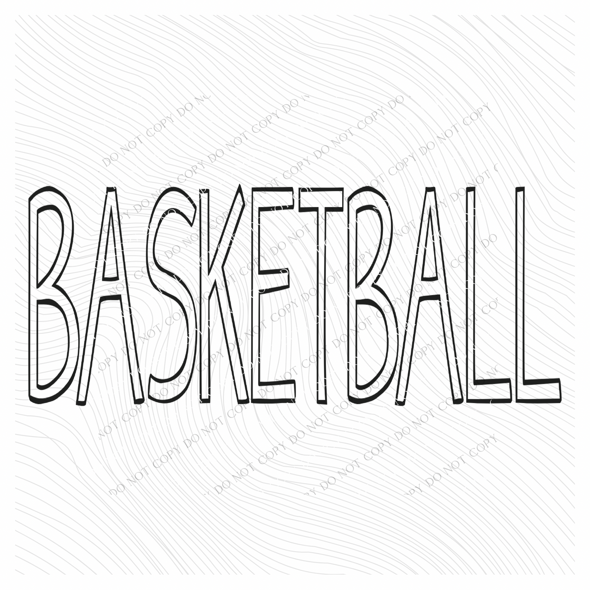 Basketball Simple Outline in Black Digital Design, PNG