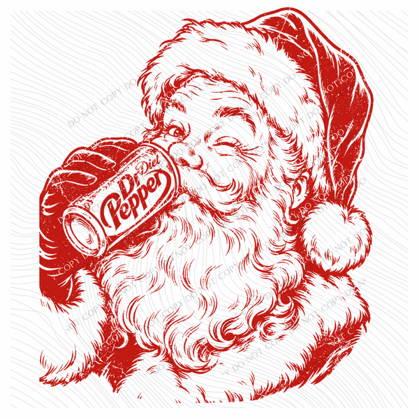 Diet Dr. Pepper Santa Digital Design, PNG