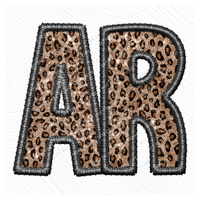 AR Arkansas Faux Embroidery Leopard Sequin with separate Home Sweet Home Script in Black,  Digital Design, PNG