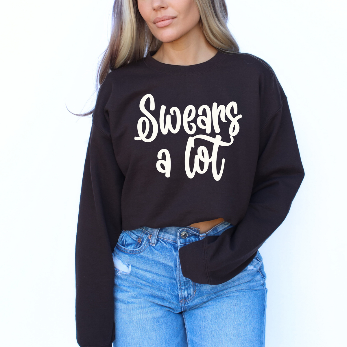 Swears a Lot Script in Off-white Digital Design, PNG