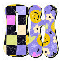 OH Ohio Groovy Happy Neon Checkers Digital Design, PNG