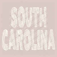 South Carolina Scribble in Cream White Digital Design, PNG