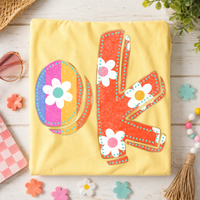 OK Oklahoma Flower Power Distressed Doodle Digital Design, PNG