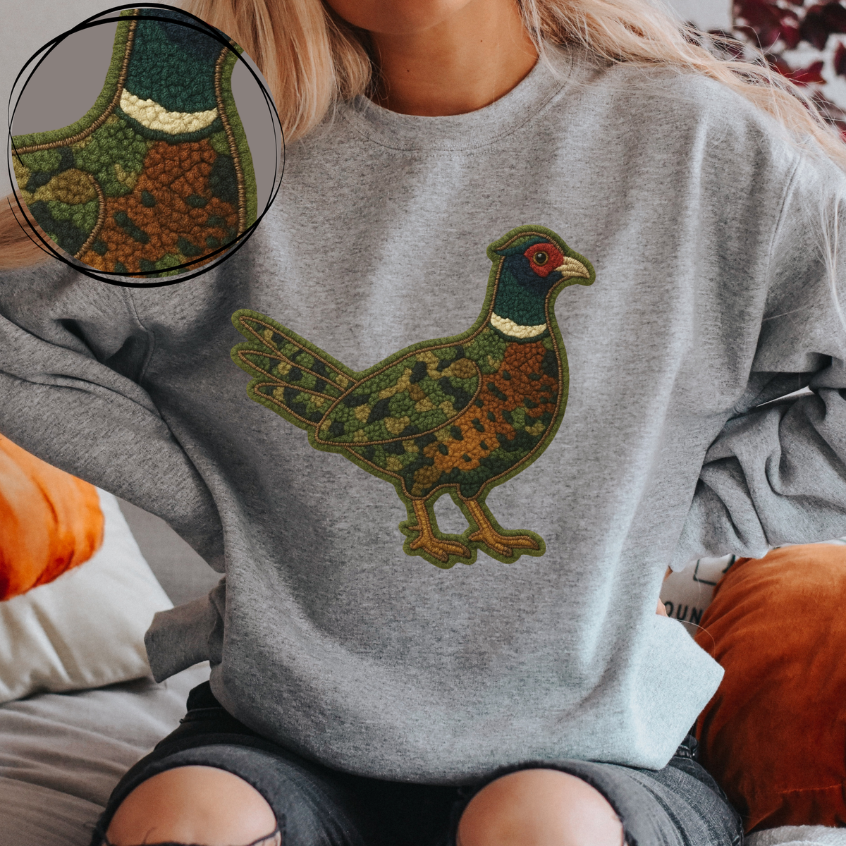 Pheasant Camo 3D Chenille Patch Style Digital Download, PNG