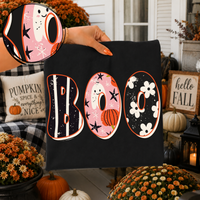 Boo Cute Ghost & Daisies Fall Digital Design, PNG