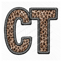 CT Connecticut Embroidery Leopard Sequin with separate Home Sweet Home Script in Black,  Digital Design, PNG