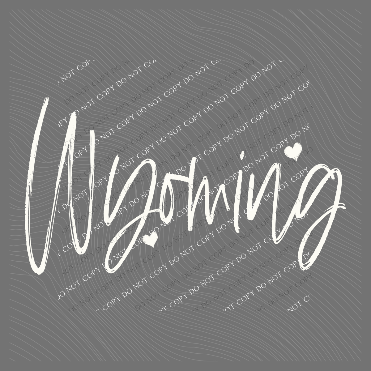 Wyoming Sketched Script Hearts in Off-white Digital Design, PNG