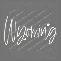 Wyoming Sketched Script Hearts in Off-white Digital Design, PNG