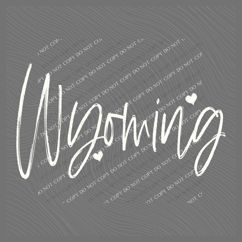 Wyoming Sketched Script Hearts in Off-white Digital Design, PNG