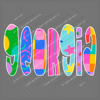 Georgia Color Pop Doodle Digital Design, PNG